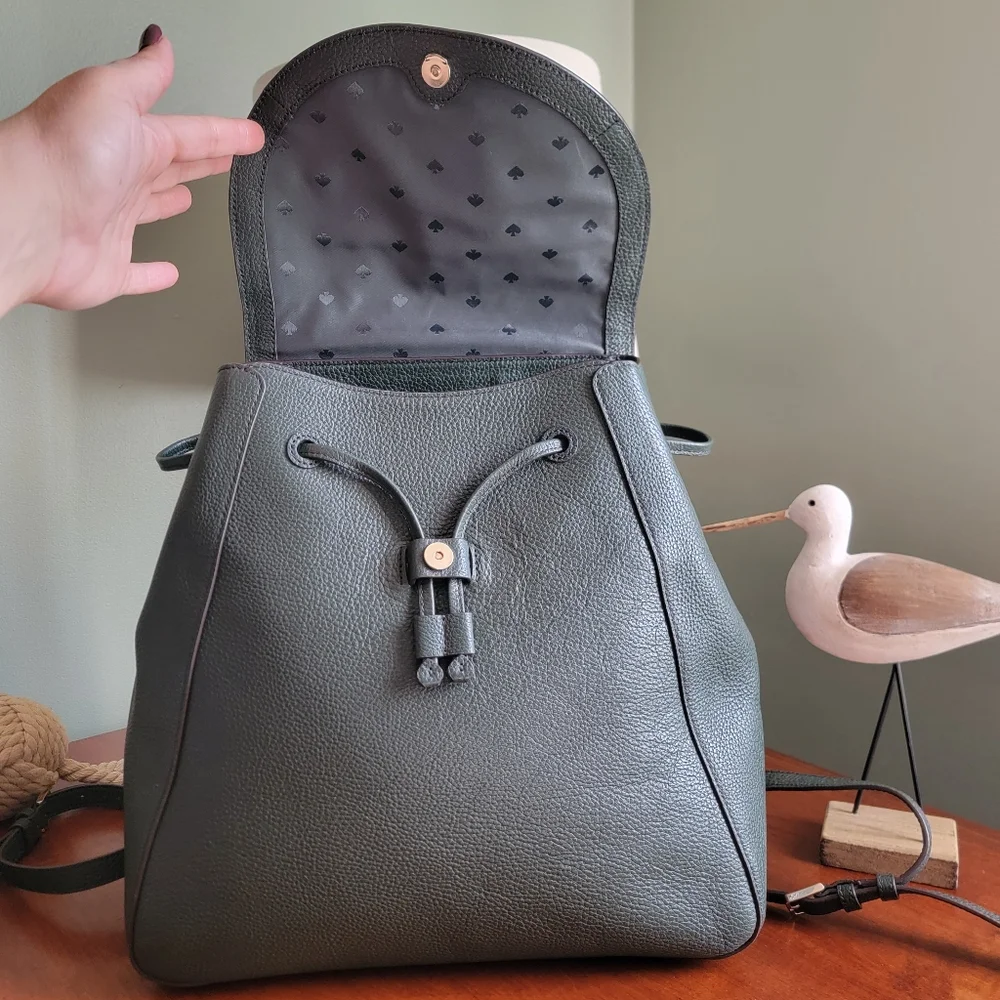 Kate Spade K4628 Leila Deep Evergreen Pebbled Leather Backpack Buy Kate Spade Leila Dome Backpack Bag in Deep Jade k8155  main image 4